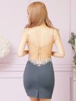 画像5: XSサイズあり【ANGEL R/エンジェルアール】バックシースルー/ オープンメッシュ/ ビジュー/ キャミソール/ タイト/ ミニドレス/ キャバドレス[OF2] (5)