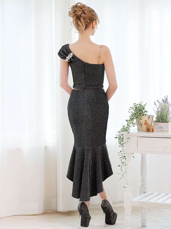 画像25: XSサイズあり【ANGEL R/エンジェルアール】アシンメトリーショルダー/ パールビジュー/ セパレート/ マーメイド/ ラメ/ ミディアムドレス/ キャバドレス[OF2] (25)