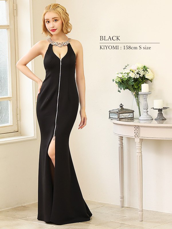 画像32: 【ANGEL R/エンジェルアール】バックメッシュ/ ビジュー/ フロントファスナー/ アメリカンスリーブ/ タイト/ ロングドレス/ キャバドレス long[OF2] (32)