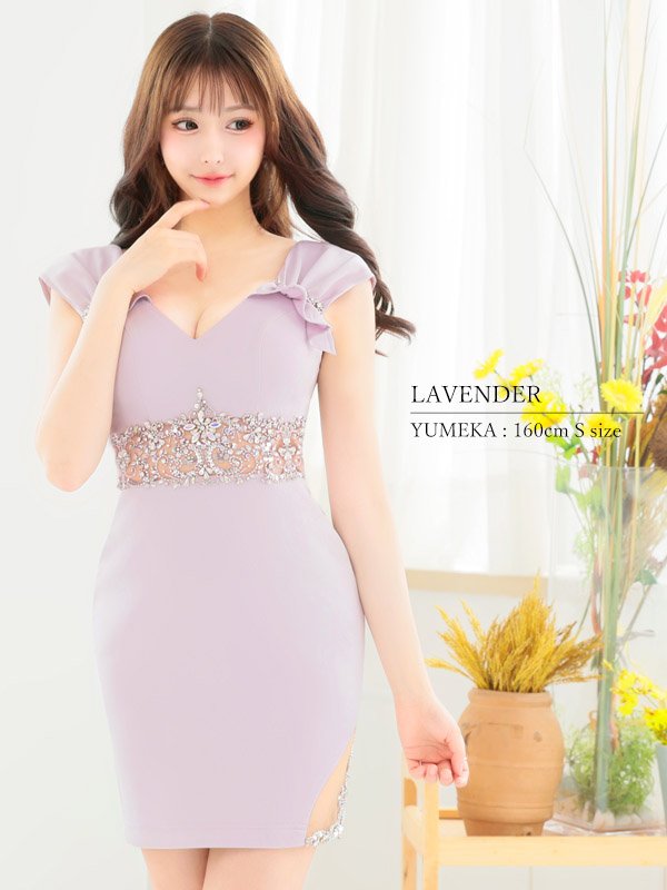 画像5: XSサイズあり【ANGEL R/エンジェルアール】ギャザーショルダー/ ウエストビジュー/ ワンカラー/ タイト/ ミニドレス/ キャバドレス[OF2] (5)