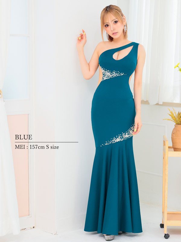 画像4: 【ANGEL R/エンジェルアール】ワンショルダー/ バストカットデザイン/ ビジュー/ マーメード/ ロングドレス/ キャバドレス long[OF2] (4)