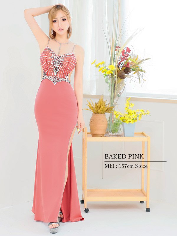 画像3: 【ANGEL R/エンジェルアール】アッパーレース/ ビジューデザイン/ タイト/ ロングドレス/ キャバドレス long[OF2] (3)