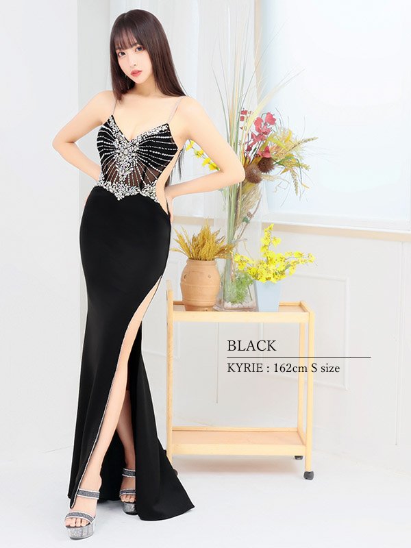 画像6: 【ANGEL R/エンジェルアール】アッパーレース/ ビジューデザイン/ タイト/ ロングドレス/ キャバドレス long[OF2] (6)