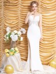 画像8: 【ANGEL R/エンジェルアール】ウエストビジュー/ Vカット/ メッシュ/ タイトロングドレス/ キャバドレス long[OF2] (8)