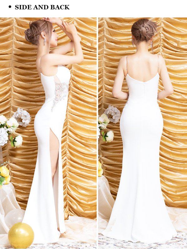 画像9: 【ANGEL R/エンジェルアール】ウエストビジュー/ Vカット/ メッシュ/ タイトロングドレス/ キャバドレス long[OF2] (9)