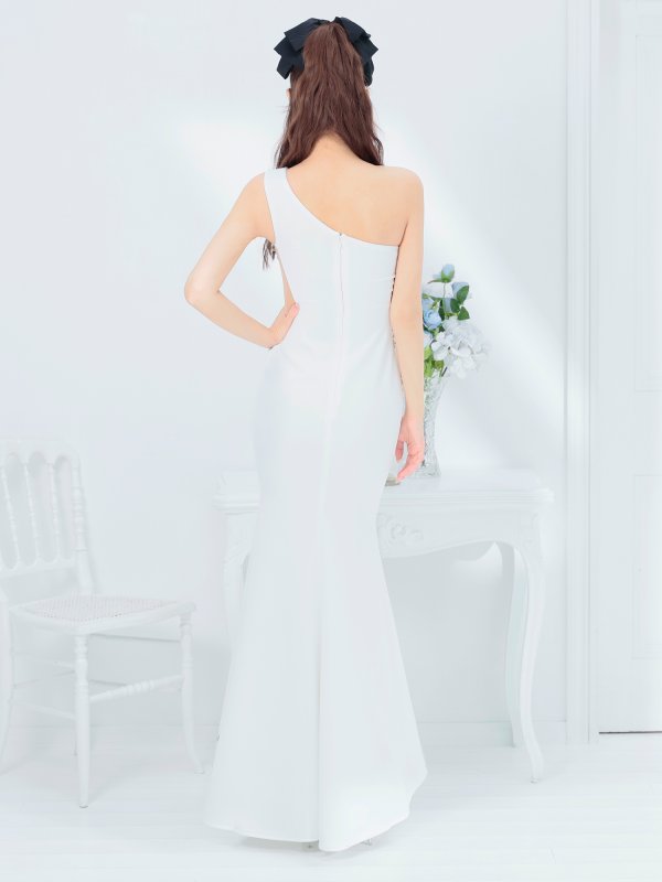 画像4: 【ANGEL R/エンジェルアール】アッパービジュー/ バストカット/ メッシュ/ ワンカラー/ ワンショルダー/ タイト/ ロングドレス/ キャバドレス long[OF2] (4)