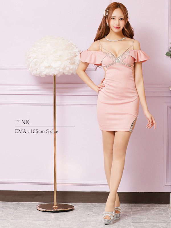 画像27: XSサイズあり【ANGEL R/エンジェルアール】バストショルダービジュー/ フリルオフショルダー/ タイト/ マイクロミニ/ ミニドレス/ キャバドレス[OF2] (27)