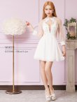 画像19: XSサイズあり【ANGEL R/エンジェルアール】フラワーレース/ ビジュー/ シフォン/ ロングスリーブ/ フレア/ミニドレス/ キャバドレス[OF2] (19)