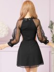 画像23: XSサイズあり【ANGEL R/エンジェルアール】フラワーレース/ ビジュー/ シフォン/ ロングスリーブ/ フレア/ミニドレス/ キャバドレス[OF2] (23)