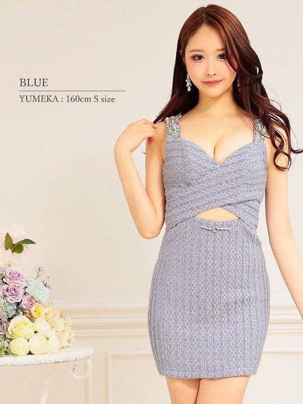 画像27: XSサイズあり【ANGEL R/エンジェルアール】バストクロス/ ショルダービジュー/ ウエストチャーム/ タイト/ マイクロミニ/ ミニドレス/ キャバドレス[OF2] (27)