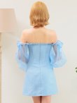 画像21: XSサイズあり【ANGEL R/エンジェルアール】オフショルダー/ Vカットビジュー/ シフォンロングスリーブ/ フレア/ マイクロミニ/ ミニドレス/ キャバドレス[OF2] (21)