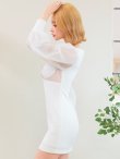 画像9: XSサイズあり【ANGEL R/エンジェルアール】フラワービジュー/ ドットシースルー/ ロングスリーブ/ タイト/ ミニドレス/ キャバドレス[OF2] (9)