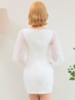 画像10: XSサイズあり【ANGEL R/エンジェルアール】フラワービジュー/ ドットシースルー/ ロングスリーブ/ タイト/ ミニドレス/ キャバドレス[OF2] (10)