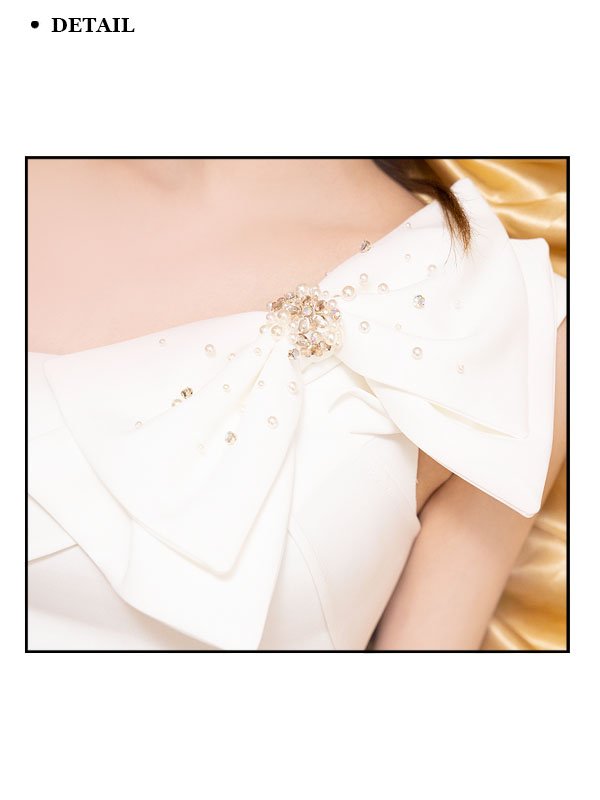 画像25: XSサイズあり【ANGEL R/エンジェルアール】ビックリボンワンショルダー/ パールチェーン/ セパレート/ タイト/ マイクロミニ/ ミニドレス/ キャバドレス[OF2] (25)