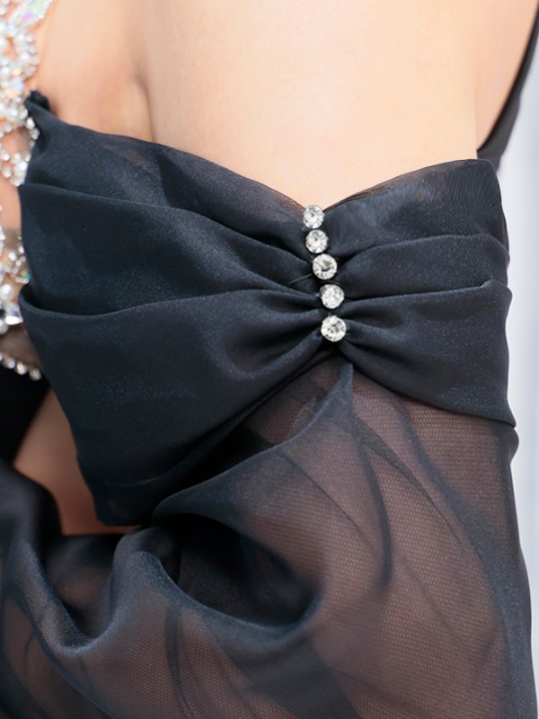 画像12: XSサイズあり【ANGEL R/エンジェルアール】オフショルダー/ ロングスリーブ/ ビジュー/ シアー/ タイト/ ミニドレス/ キャバドレス[OF2] (12)