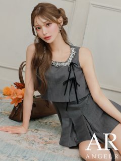ANGEL R/エンジェルアール】ノースリーブ/ リボン/ ビジュー/ 2way/ フレア/ ミニドレス/ キャバドレス