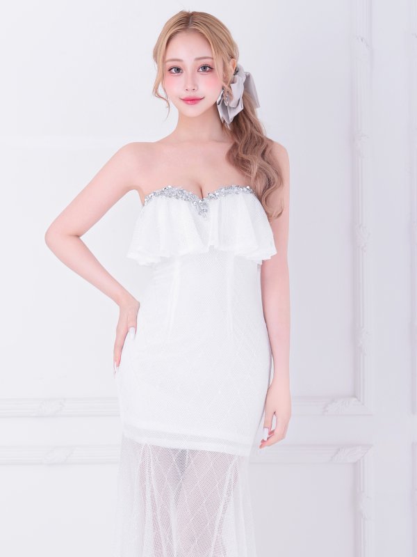 ホワイト　モデル：きよみ　身長：158cm　着用サイズ：Sサイズ