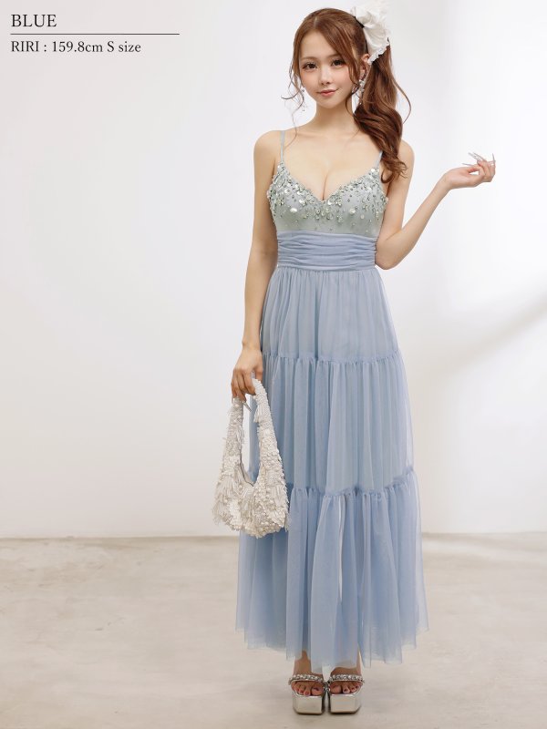 ブルー モデル：りり　身長：159.8cm　着用サイズ：Sサイズ