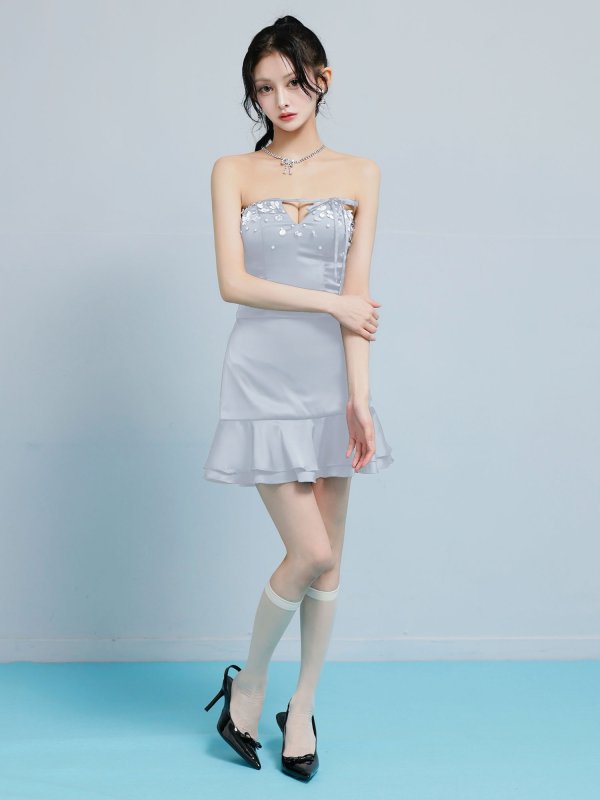 ブルー　モデル：ミレイ　身長：156cm　着用サイズ：Sサイズ