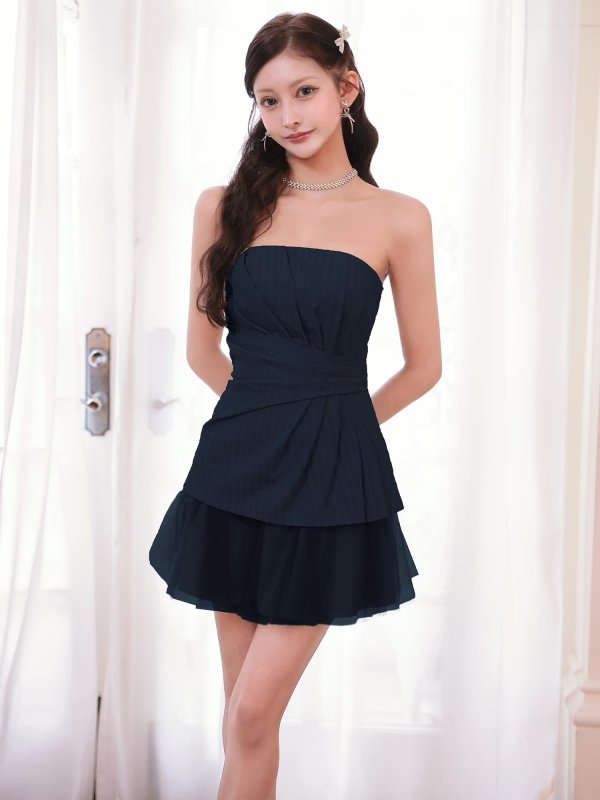 ネイビー　モデル：ミレイ　身長：156cm　着用サイズ：Sサイズ