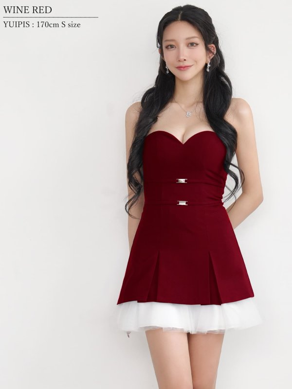 ワインレッド　モデル：ゆいぴす　身長：170cm　着用サイズ：Sサイズ
