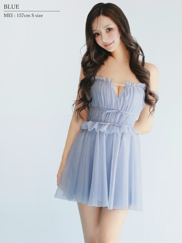 ブルー　モデル：葉月芽生　身長：157cm　着用サイズ：Sサイズ