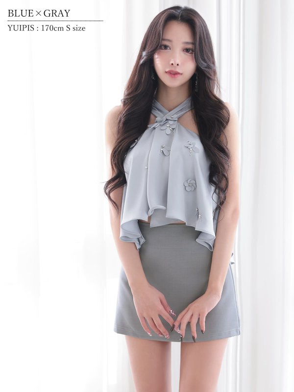 ブルーxグレー　モデル：ゆいぴす　身長：170cm　着用サイズ：Sサイズ