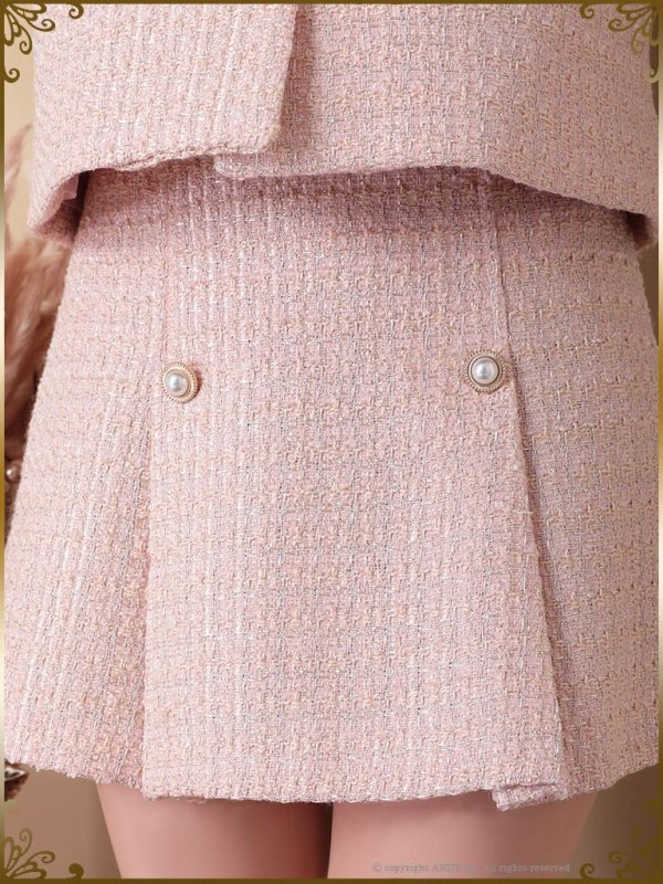 画像14: 【an to you/アントューユー】セットアップ/袖/ ジャケット/ ツイード/台形スカート /プリーツ/ノーカラー[OF05] (14)