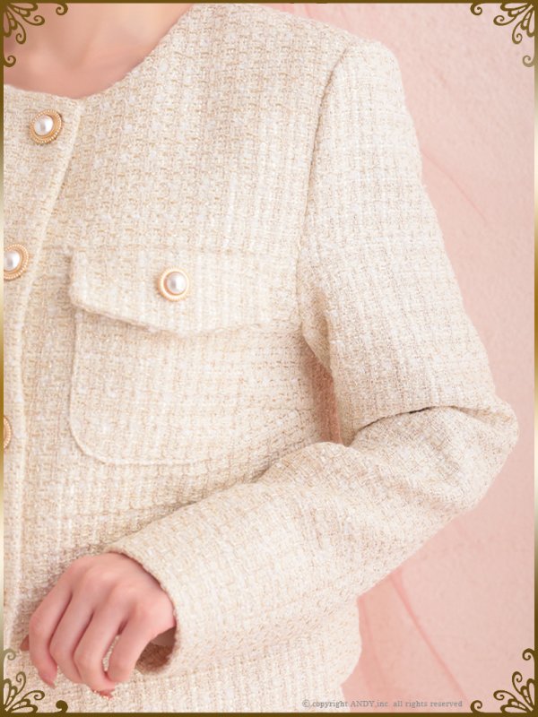 画像8: 【an to you/アントューユー】セットアップ/袖/ ジャケット/ ツイード/台形スカート /プリーツ/ノーカラー[OF05] (8)