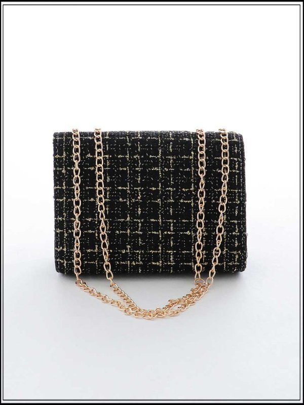 画像5: 【バッグ】2wayゴールドチェーンツイードバッグ【2カラー】[OF03] (5)