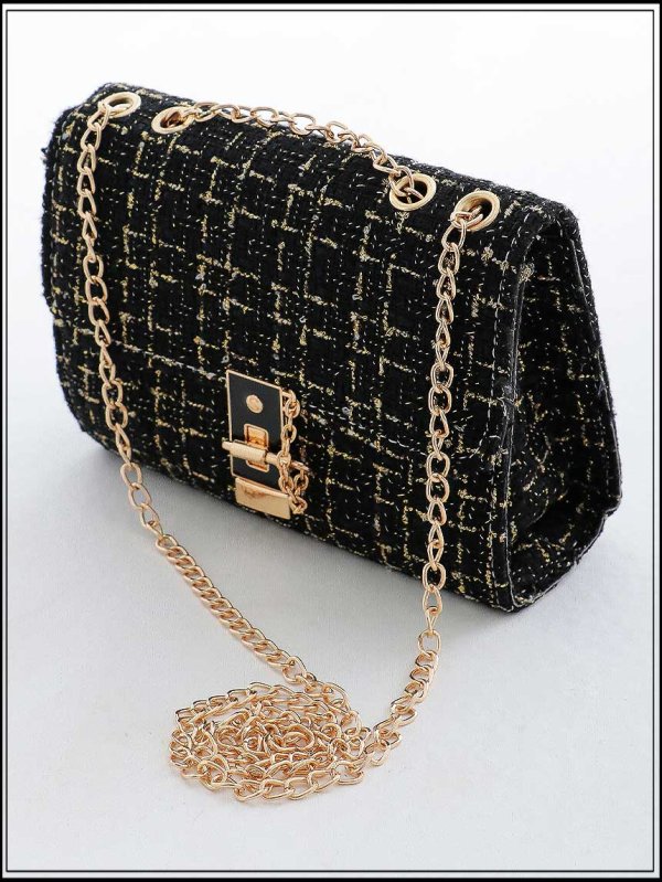 画像8: 【バッグ】2wayゴールドチェーンツイードバッグ【2カラー】[OF03] (8)