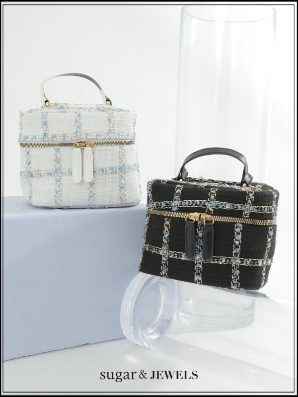 画像1: 【バッグ】ツイードチェックバニティバッグ【2カラー】[OF03] (1)