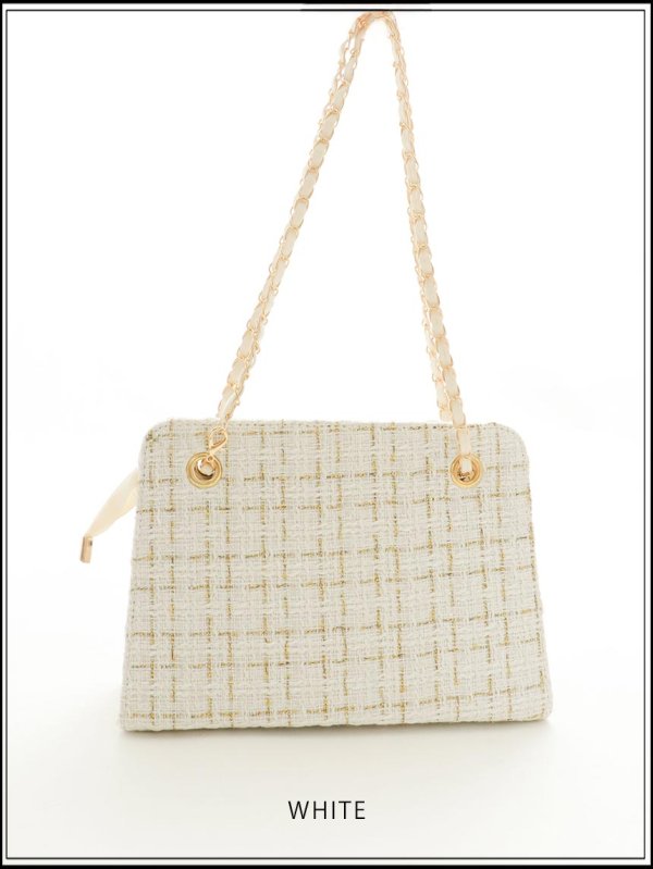 画像2: 【バッグ】ツイードチェーンショルダーバッグ【2カラー】【IM】[OF04] (2)