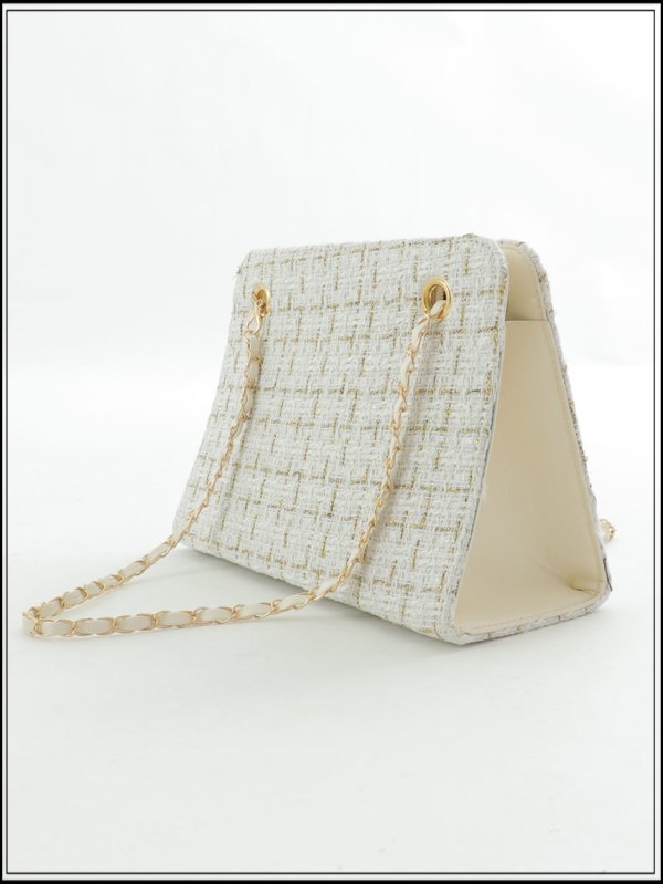 画像4: 【バッグ】ツイードチェーンショルダーバッグ【2カラー】【IM】[OF04] (4)