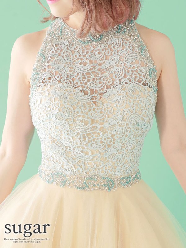 画像7: ☆XSサイズあり☆【Lip line/リップライン】ケミカルレース切り替えアメスリフレアミニキャバドレス♪s6B1705[HC03] (7)