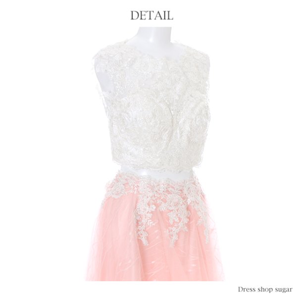 画像13: ☆XSサイズあり☆【Lip line/リップライン】レース刺繍xチュールフレアセットアップミニキャバドレス・s6B1709[HC03] (13)