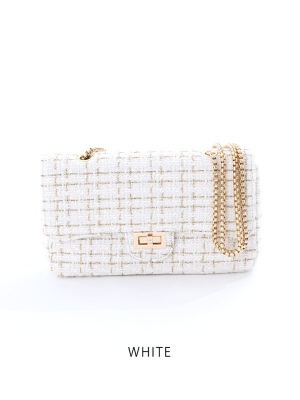 画像3: ツイードチェーンショルダーバッグ【2カラー】[OF04] 【IM】 (3)