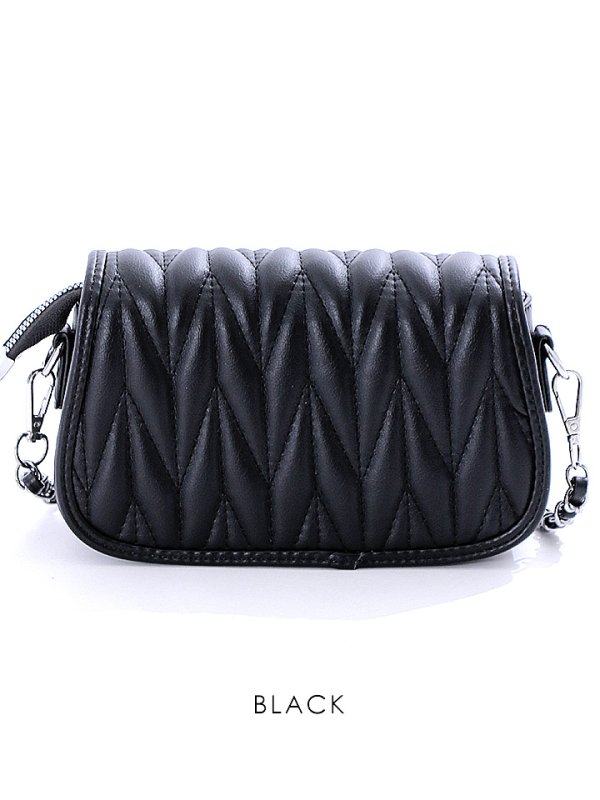 画像4: 【BAG】キルティングショルダービジューバッグ/キルティング/ショルダー/ビジュー/チェーン【2カラー】[OF03] (4)