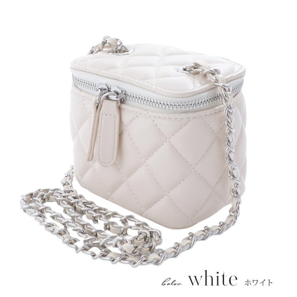 画像4: 【水着小物：ビーチバッグ】ショルダーチェーン付き/ キルティング/ バニティバッグ[HC03] (4)