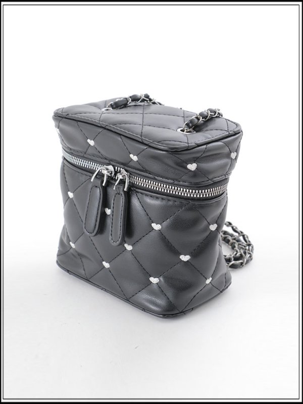 画像5: 【バッグ】チェーンショルダーハートキルティングバニティバッグ【2カラー】[OF02] (5)