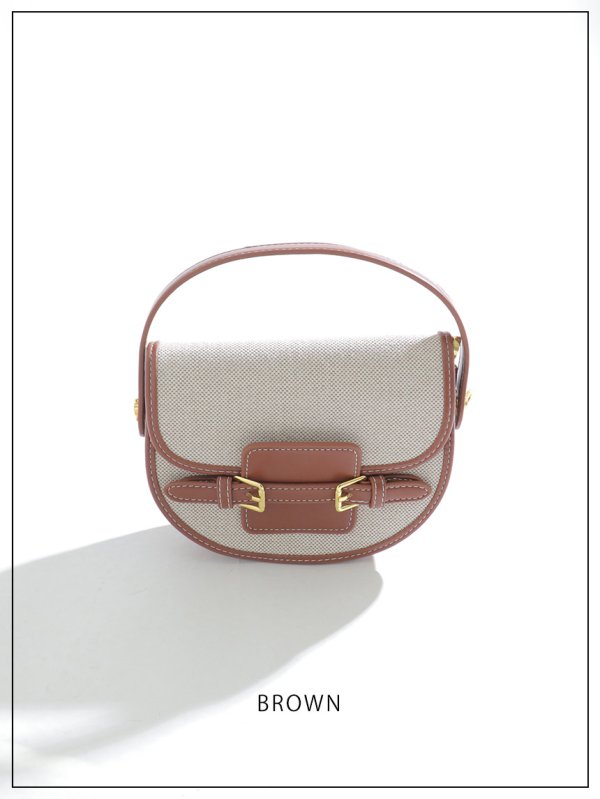 画像2: 【バッグ】2wayレザーパイピングキャンバスバッグ【Fサイズ/2カラー】[OF02] (2)