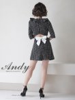 画像14: 【Andy ANDY Fashion Press 14 COLLECTION 06】チェックツイード/ 五分袖/ 袖あり/ フリル/ バックリボン/ パールボタン/ ワンピース/ Aライン/ ミニドレス/ キャバドレス[OF05] (14)