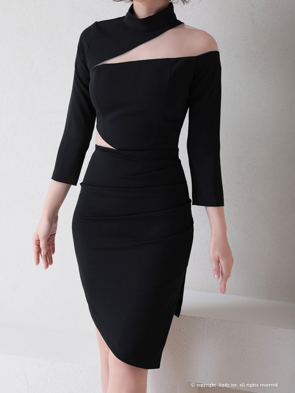 画像25: 【Andy ANDY Fashion Press 14 COLLECTION 09】ワンカラー/ カットアウト/ ハイネック/ アシメ/ 長袖/ 七分袖/ 袖あり/ タイト/ ミニドレス/ キャバドレス[OF05] (25)
