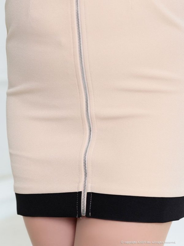 画像7: 【an/アン】ジップ/ フリル/ クロスネック/ レース/ バイカラー/タイト/ ミニドレス/ キャバドレス  [OF05] (7)