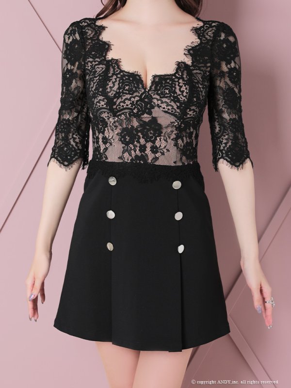 画像22: 【an/アン】レース/ 切り替え/ 七分袖/ 五分袖/ 長袖/ 袖あり/ ダブルボタン/ ミニドレス/ キャバドレス[OF05] (22)
