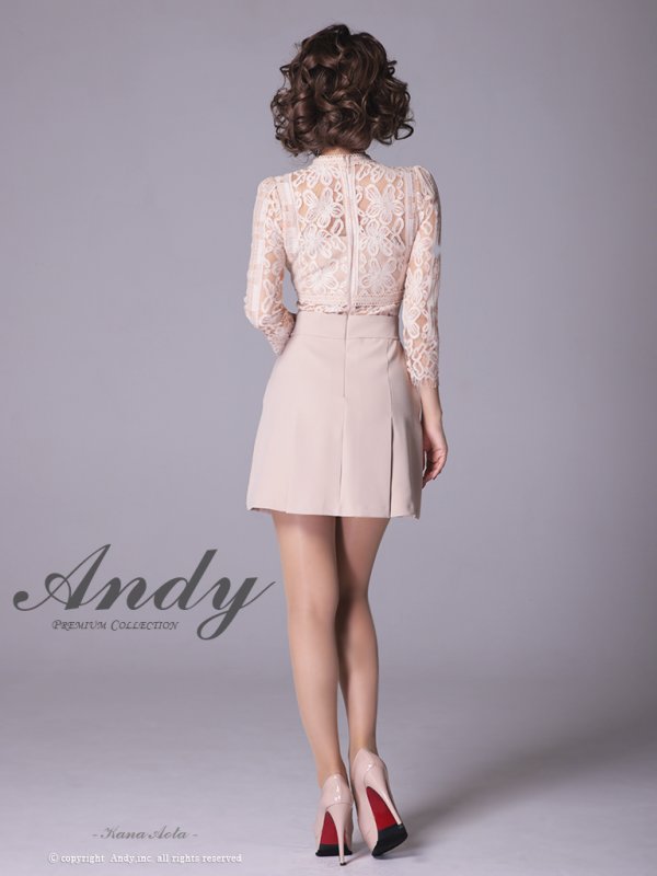 画像4: 【Andy ANDY Fashion Press 09 COLLECTION 05】フラワーレース/ ゴールドボタンデザイン/ 七分袖/ 長袖/ 袖あり/ プリーツ/ ミニドレス/ キャバドレス[OF05] (4)