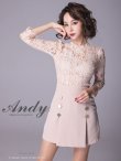 画像42: 【Andy ANDY Fashion Press 09 COLLECTION 05】フラワーレース/ ゴールドボタンデザイン/ 七分袖/ 長袖/ 袖あり/ プリーツ/ ミニドレス/ キャバドレス[OF05] (42)