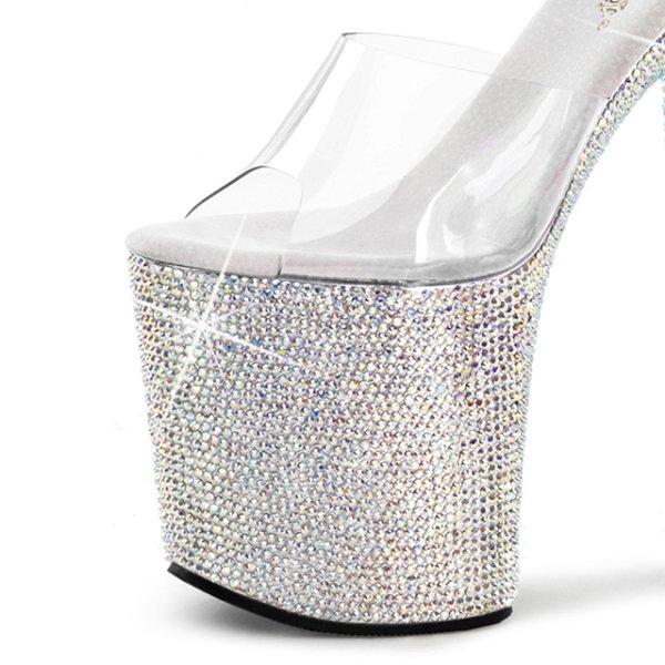 画像3: アクセサリーストラップ付きビジュープラットフォームパンプス/クリアサンダル/厚底【35-39サイズ/1カラー】[OF02] (3)