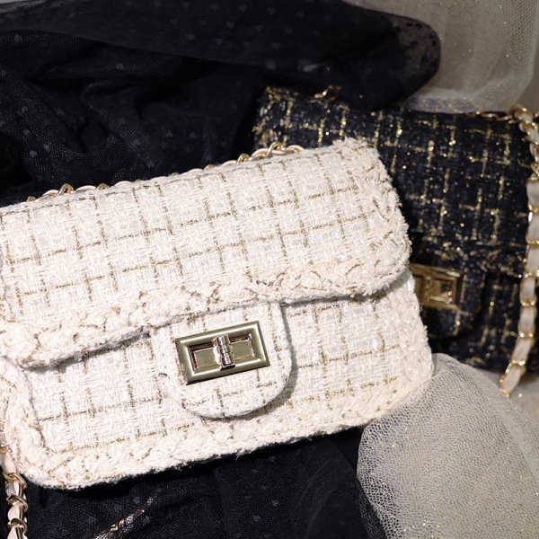 画像2: 【ANGEL R/エンジェルアール】ゴールドミックスチェック/ ツイード/ チェーンショルダーバッグ【2カラー】[OF04] (2)