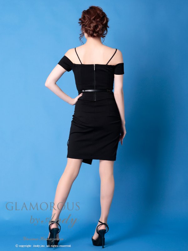 画像4: 【Andy GLAMOROUS/アンディグラマラス】セットアップ/ ベルト付き/ 変形スカート/ストレッチ/ タイト/ ミニドレス / キャバドレス[OF05] (4)